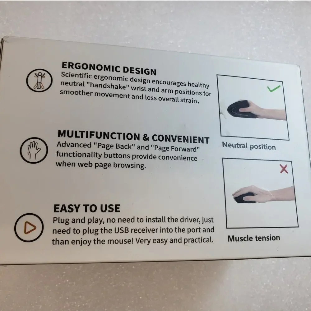 Lekvey Ergonomic Mouse, Vertical Wireless Mouse - Rechargeable 2.4GHz Optical